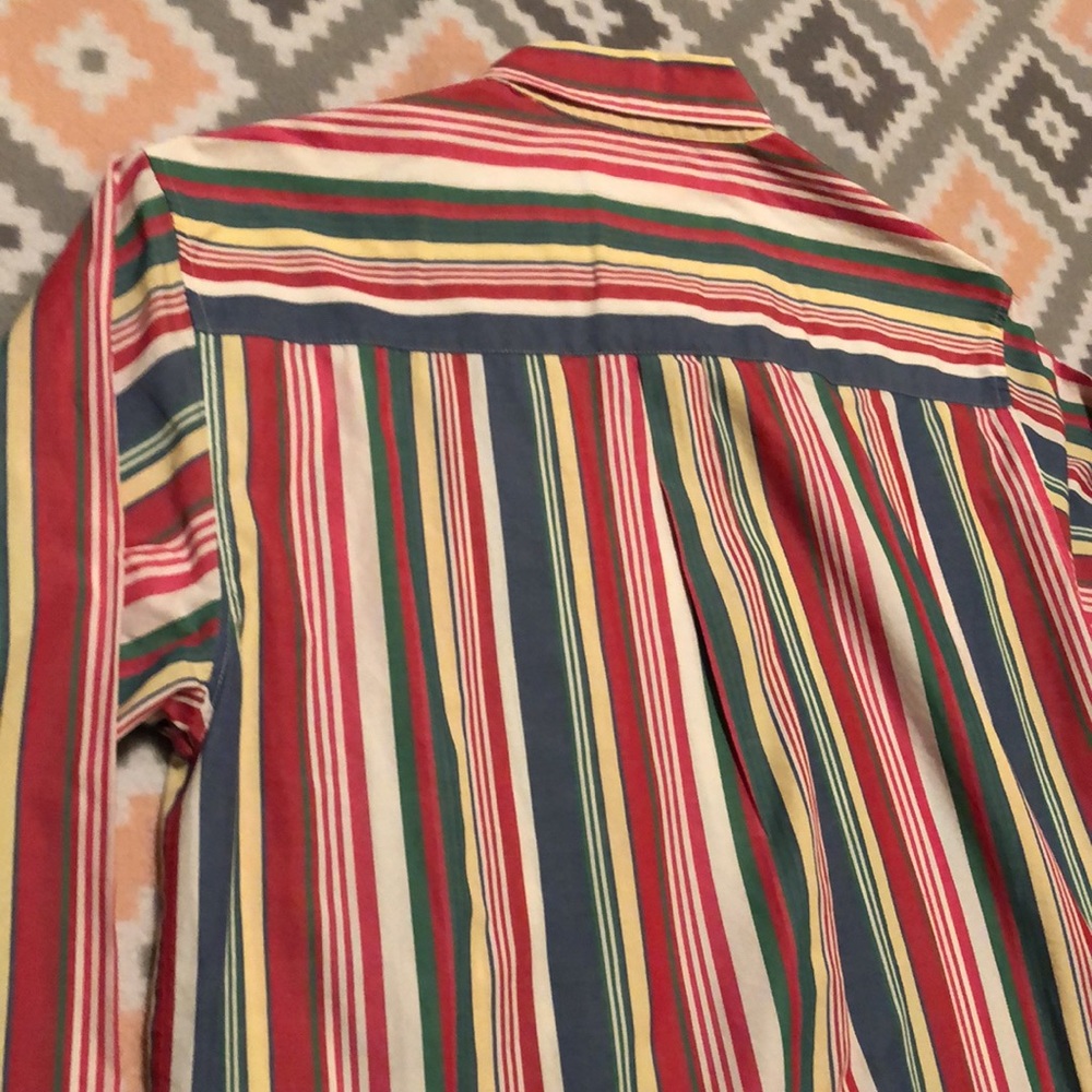 Talbots Multicolor Striped Button Down Top Size M - image 7